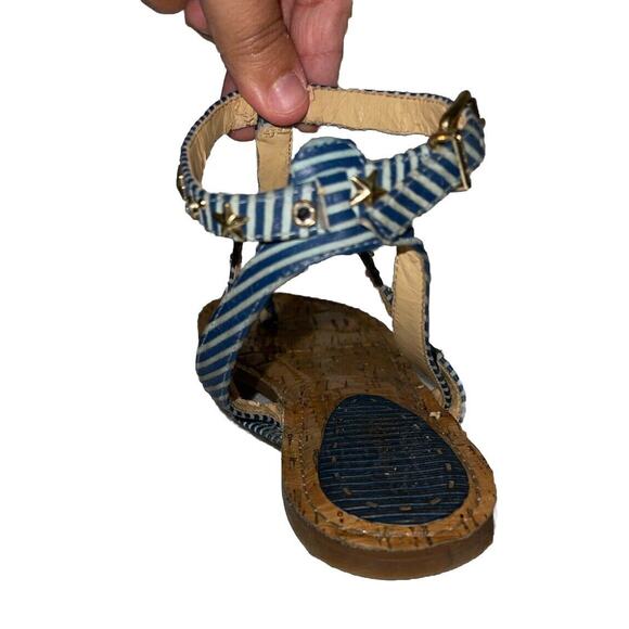 Gianni Bini Sandals Womens 8.5 Strappy Ankle Straps Flats - Blue With Detailing - Picture 4 of 9